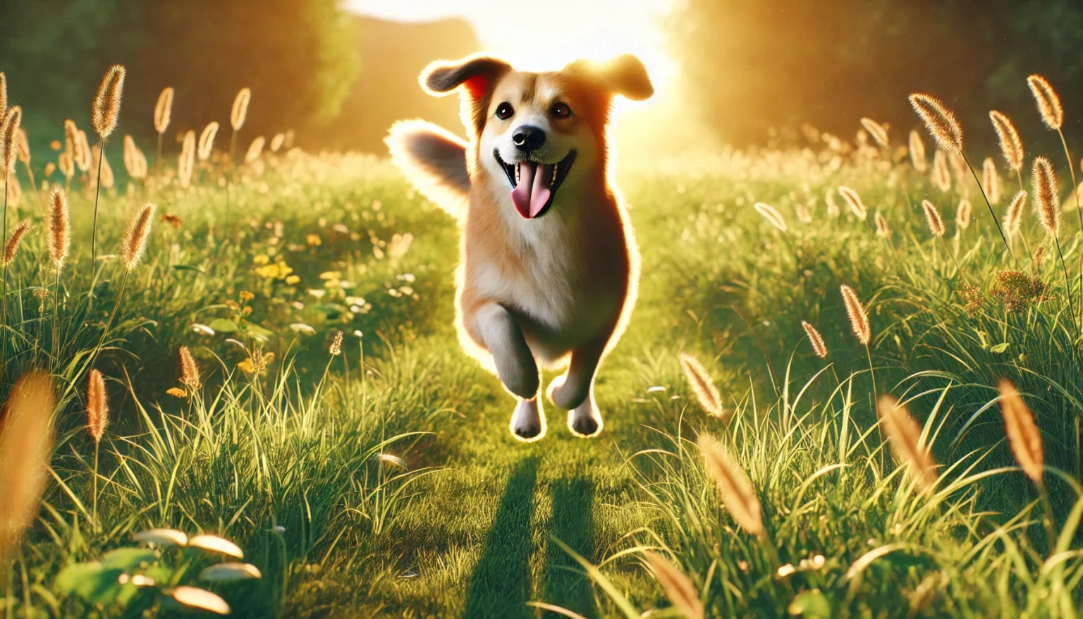 Cómo hacer feliz a tu perro, como el de la imagen, que está corriendo feliz por el campo