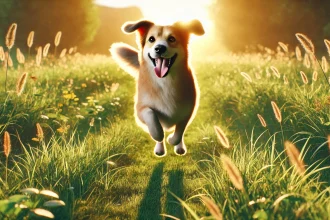 Cómo hacer feliz a tu perro, como el de la imagen, que está corriendo feliz por el campo