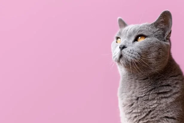 Gato gris muy pensativo