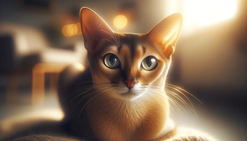 Gato Singapura en un entorno tranquilo, ideal para resaltar su naturaleza dócil y calmada.